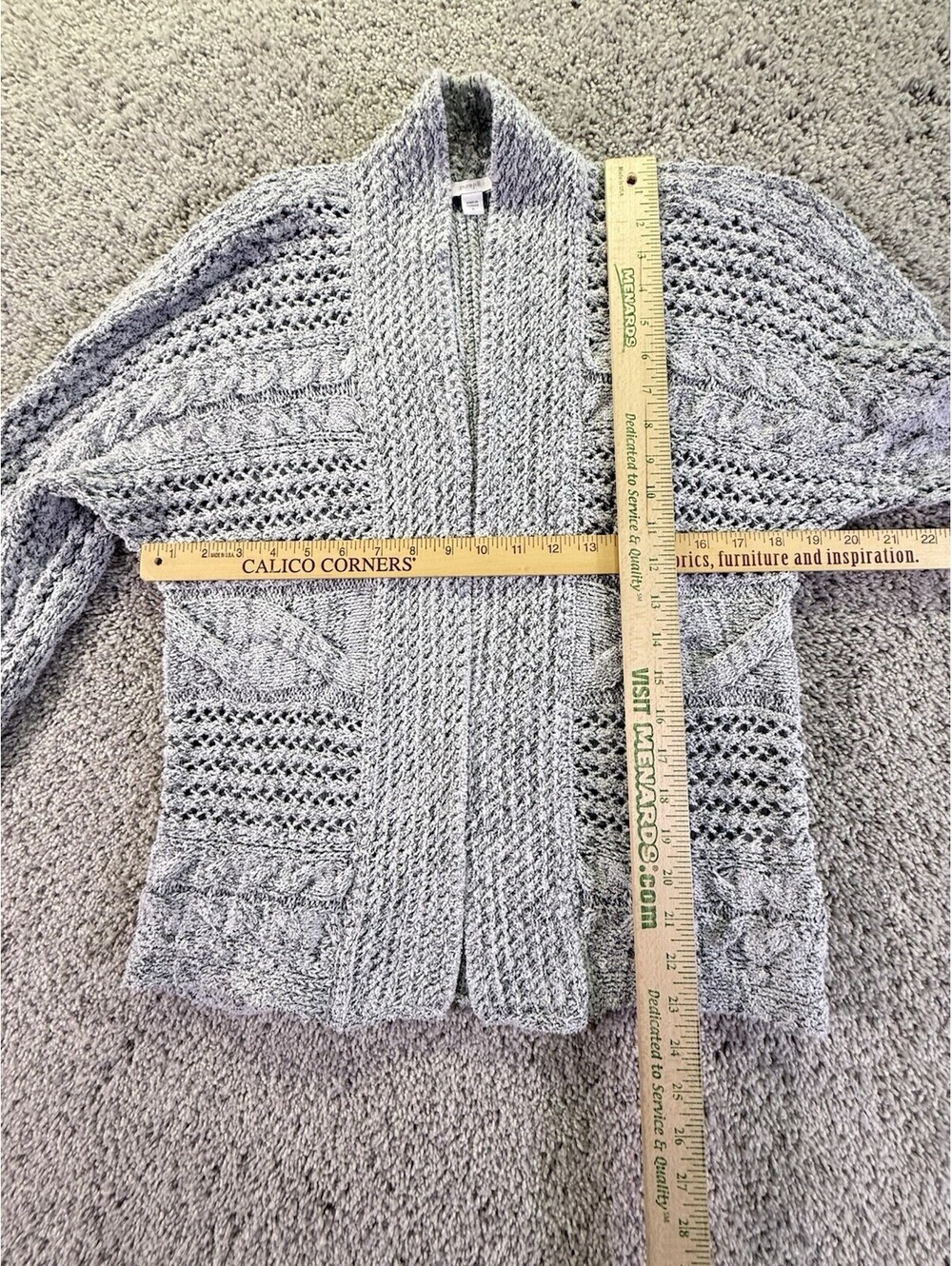 Pure Jill Size Small Open Knit Cardigan Gray Cotton Blend - Picture 7 of 13